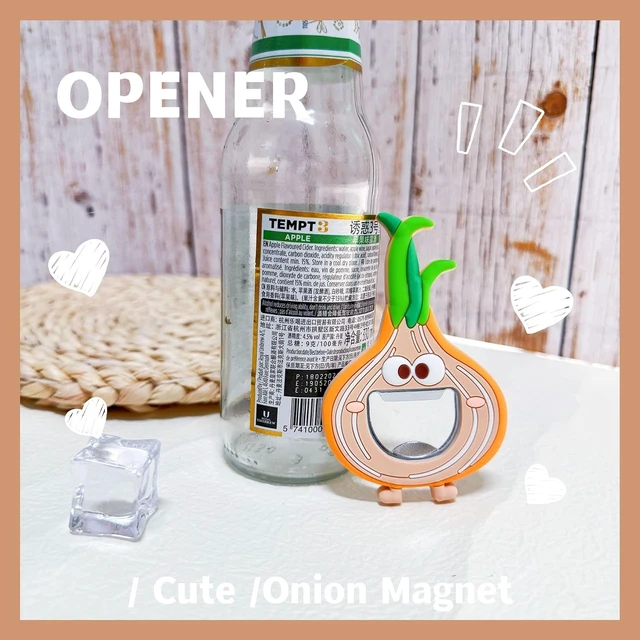 Alt view image 2 of 4 - Cartoon Shaped Silicone Bottle Opener, Metal Beer Soda Opener for Refrigerator, Bartender, Kitchen, Barware (Hamburger) onion
