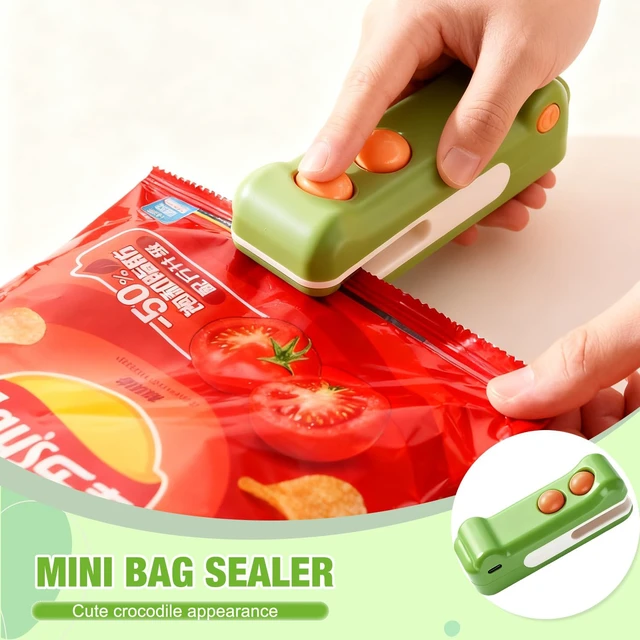Alt view image 5 of 7 - 2 in 1 Mini Bag Sealer with Cutter and Magnet,New Crocodile Design Portable Sealing Machine, USB-C Rechargeable Portable Handheld Resealer Machine for Plastic Bags, Snack Bags(Green)