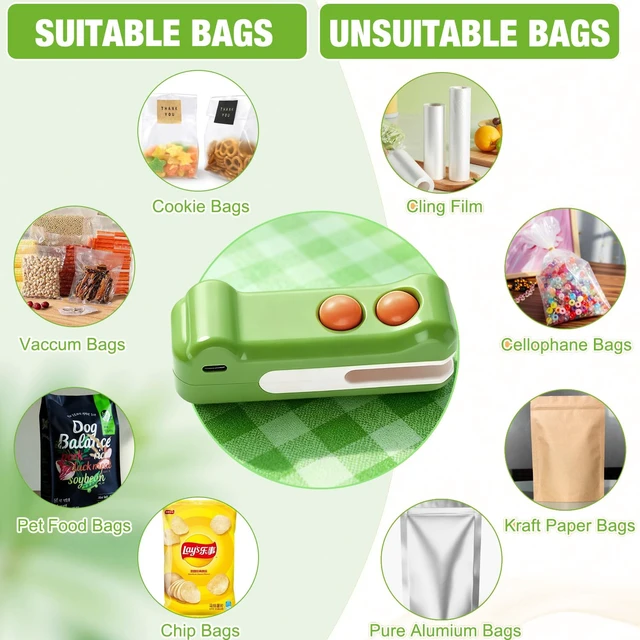 Alt view image 2 of 7 - 2 in 1 Mini Bag Sealer with Cutter and Magnet,New Crocodile Design Portable Sealing Machine, USB-C Rechargeable Portable Handheld Resealer Machine for Plastic Bags, Snack Bags(Green)