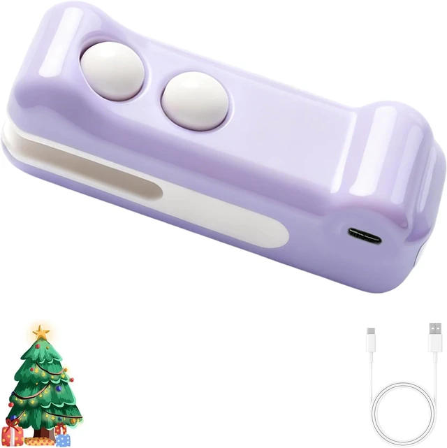 Main image of 2 in 1 Mini Bag Sealer with Cutter and Magnet,New Crocodile Design Portable Sealing Machine, USB-C Rechargeable Portable Handheld Resealer Machine for Plastic Bags, Snack Bags(Green) Purple