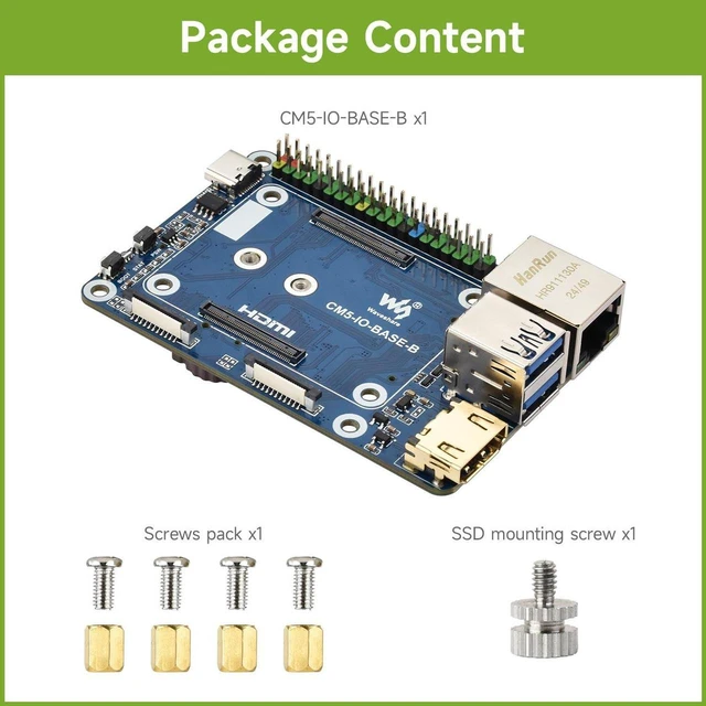 Alt view image 2 of 4 - Waveshare Mini Base Board (B), Compatible with Raspberry Pi Compute Module 5, Onboard EEPROM and Encryption Chip