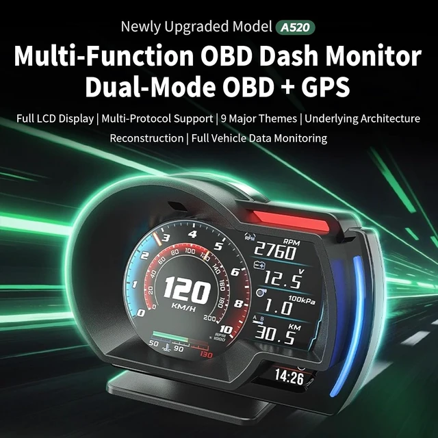 Alt view image 2 of 7 - Cross-border bestseller A520 New Car GPS Dual-mode Driving Computer HUD Head-Up Display OBD Automotive Dashboard