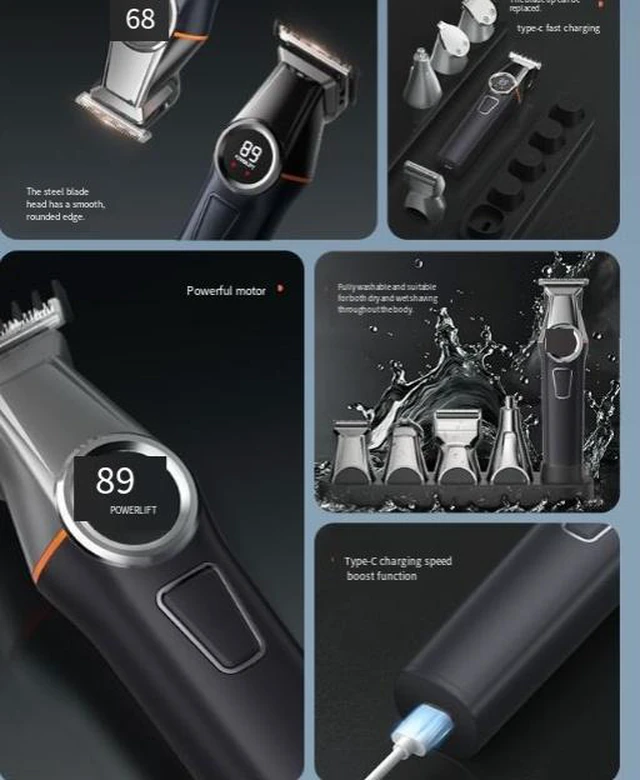 Alt view image 2 of 5 - Magnetic suction new model hair clipper multi-functional five-in-one rechargeable household electric trimmer professional beauty set hair clipper