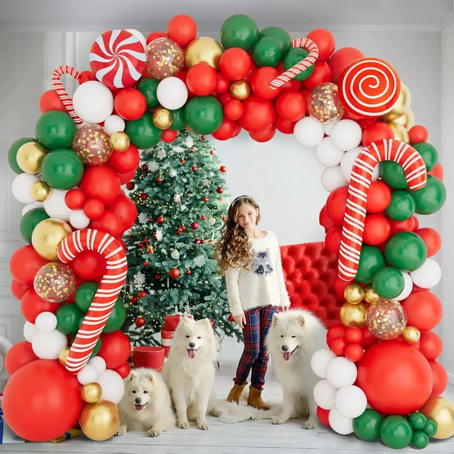 Alt view image 2 of 6 - Christmas Latex Balloon Garland & Arch Kit Christmas Tree Shape New Year's Party Backdrop Decoration