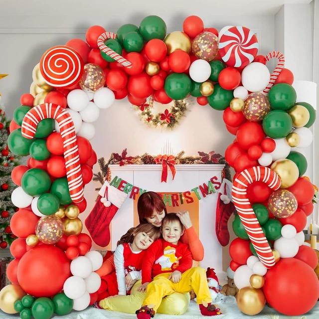 Alt view image 4 of 6 - Christmas Latex Balloon Garland & Arch Kit Christmas Tree Shape New Year's Party Backdrop Decoration