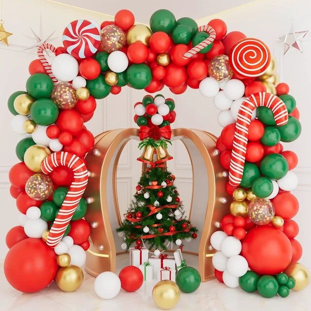 Main image of Christmas Latex Balloon Garland & Arch Kit Christmas Tree Shape New Year's Party Backdrop Decoration