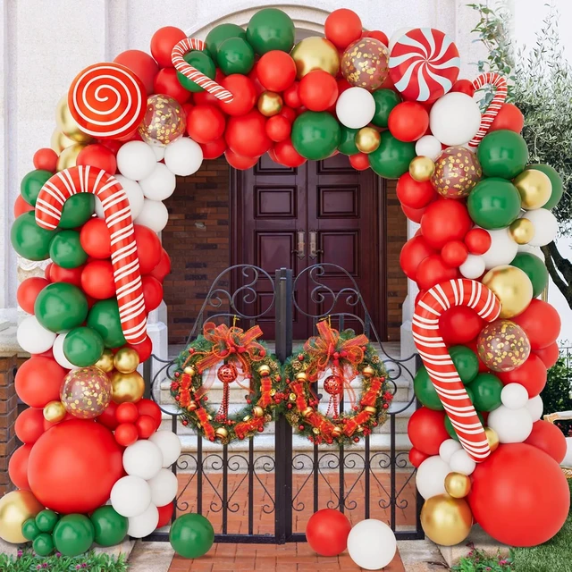 Alt view image 5 of 6 - Christmas Latex Balloon Garland & Arch Kit Christmas Tree Shape New Year's Party Backdrop Decoration