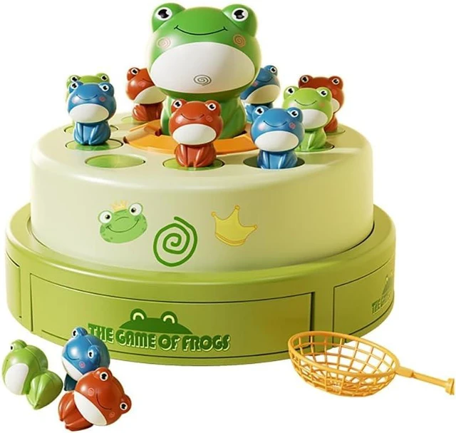 Main image of Electric Turntable Bouncing Frog Toy Set - Interactive Pop-up Game with Music & Lights, Kids Focus Training, Family Catch Activity