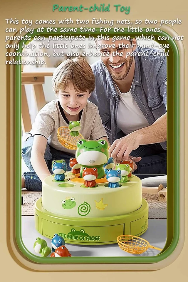 Alt view image 6 of 6 - Electric Turntable Bouncing Frog Toy Set - Interactive Pop-up Game with Music & Lights, Kids Focus Training, Family Catch Activity