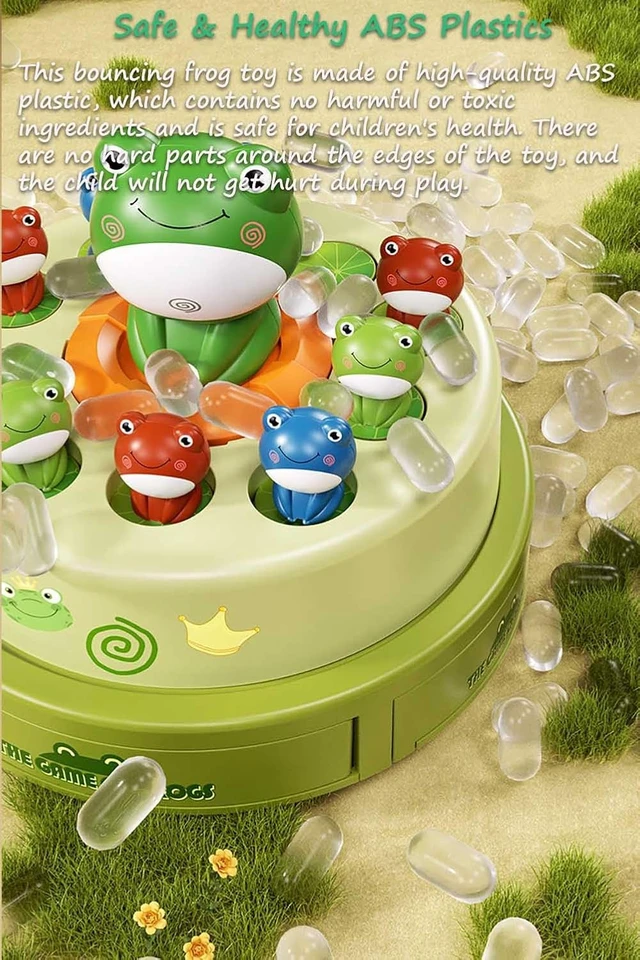 Alt view image 5 of 6 - Electric Turntable Bouncing Frog Toy Set - Interactive Pop-up Game with Music & Lights, Kids Focus Training, Family Catch Activity