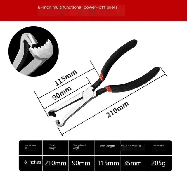 Alt view image 3 of 6 - Multi-Purpose Straight & Bend Pliers for Automotive Repair | Line Cutting & Elbow Disconnecting Tool | Oil Pipe Separator Pliers