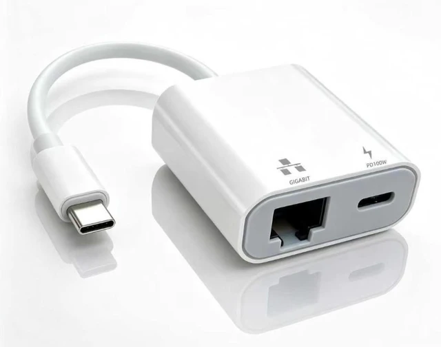 Main image of Type-C to RJ45 Gigabit Ethernet and PD 100W Fast Charging Dual-Function Cable Adapter
