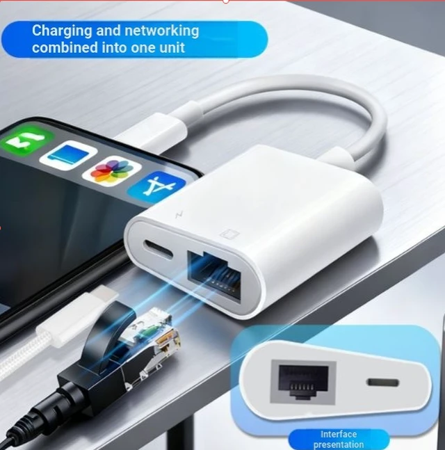 Alt view image 2 of 4 - Type-C to RJ45 Gigabit Ethernet and PD 100W Fast Charging Dual-Function Cable Adapter