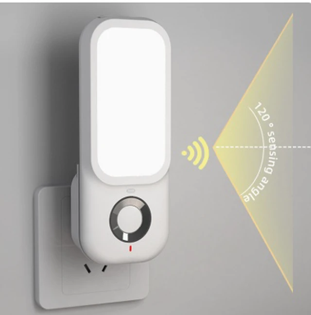 Alt view image 2 of 5 - Motion-activated night light with automatic on/off, plug-in design for bedroom bedside charging, stylish and elegant small nightlightUS-style plug
