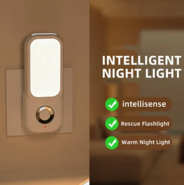 Alt view image 4 of 5 - Motion-activated night light with automatic on/off, plug-in design for bedroom bedside charging, stylish and elegant small nightlightUS-style plug