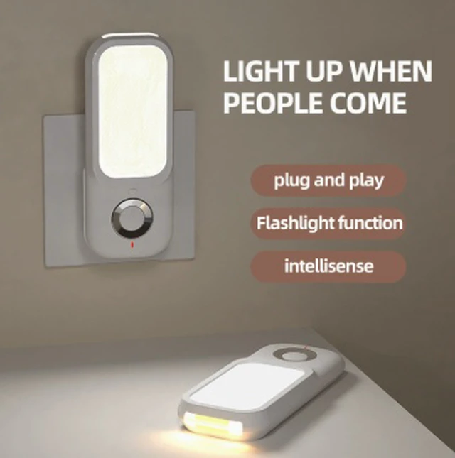 Alt view image 5 of 5 - Motion-activated night light with automatic on/off, plug-in design for bedroom bedside charging, stylish and elegant small nightlightUS-style plug
