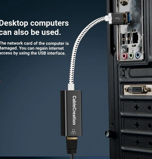 Alt view image 4 of 6 - USB 3.0 Gigabit Network Card Wired Ethernet 1000M USB to RJ45 Wired Converter USB Network Card Driver-Free
