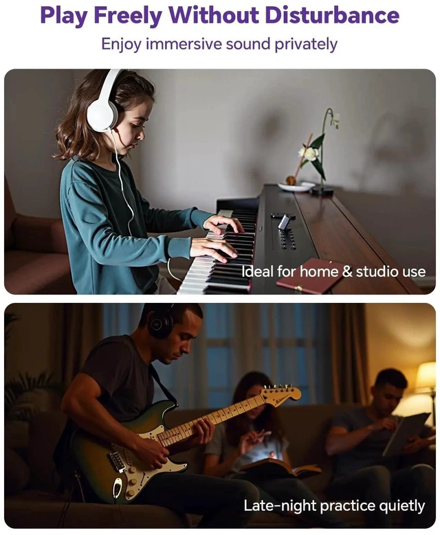 Alt view image 2 of 5 - 6.35mm 1/4 Male to 3.5mm 1/8 Female Audio Adapter, Gold-Plated TRS Stereo Jack, Solid Brass Housing, for Headphones, Guitar, Mixer, Amp, Keyboard, 2 Pack
