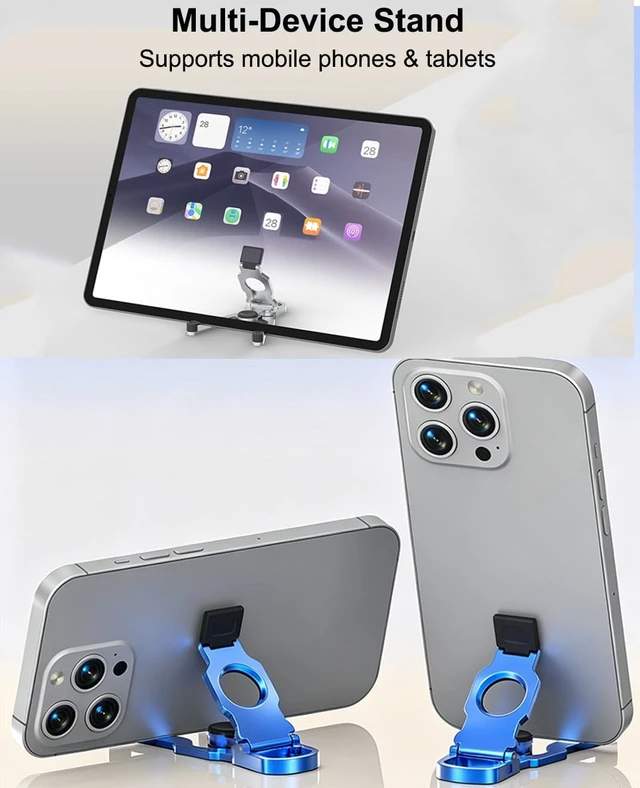 Alt view image 3 of 7 - Metal Phone Stand Fidget Spinner, 3-in-1 Compact Portable Cell Phone Holder
Zinc Alloy Desk Stand for Smartphone / Tablet, Foldable Keychain Pocket Phone Stand Stress Relief Accessory for Office Trave