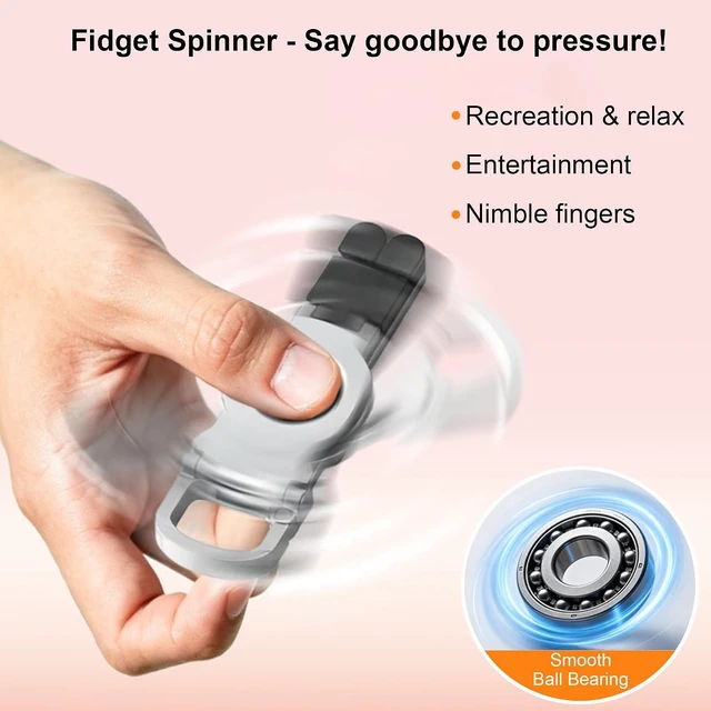 Alt view image 2 of 7 - Metal Phone Stand Fidget Spinner, 3-in-1 Compact Portable Cell Phone Holder
Zinc Alloy Desk Stand for Smartphone / Tablet, Foldable Keychain Pocket Phone Stand Stress Relief Accessory for Office Trave