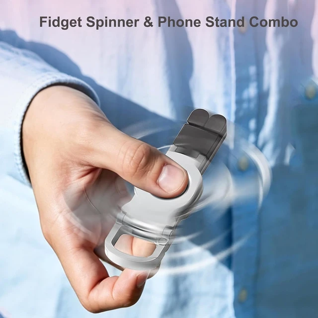 Alt view image 7 of 7 - Metal Phone Stand Fidget Spinner, 3-in-1 Compact Portable Cell Phone Holder
Zinc Alloy Desk Stand for Smartphone / Tablet, Foldable Keychain Pocket Phone Stand Stress Relief Accessory for Office Trave