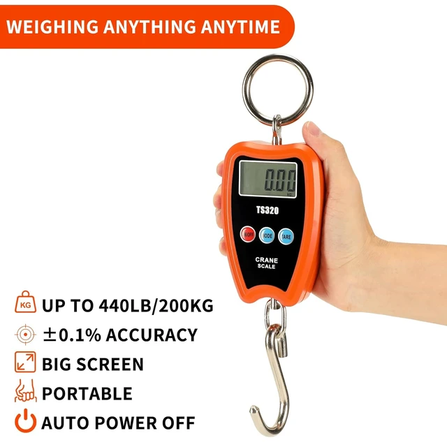 Alt view image 5 of 7 - Hanging Weight Scale Industrial Heavy Duty for Farm, Hunting, Bow Draw Weight, Big Fish & Hoyer Lift with Accurate Sensor Digital, Professional