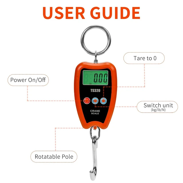 Alt view image 6 of 7 - Hanging Weight Scale Industrial Heavy Duty for Farm, Hunting, Bow Draw Weight, Big Fish & Hoyer Lift with Accurate Sensor Digital, Professional