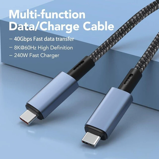 Alt view image 2 of 6 - USB4 Digital Display Charging Cable, 240W Fast Charging, 40G High-Speed 8K 60Hz Screen Mirroring Cable, Compatible with Thunderbolt 4, Full-Function Cable