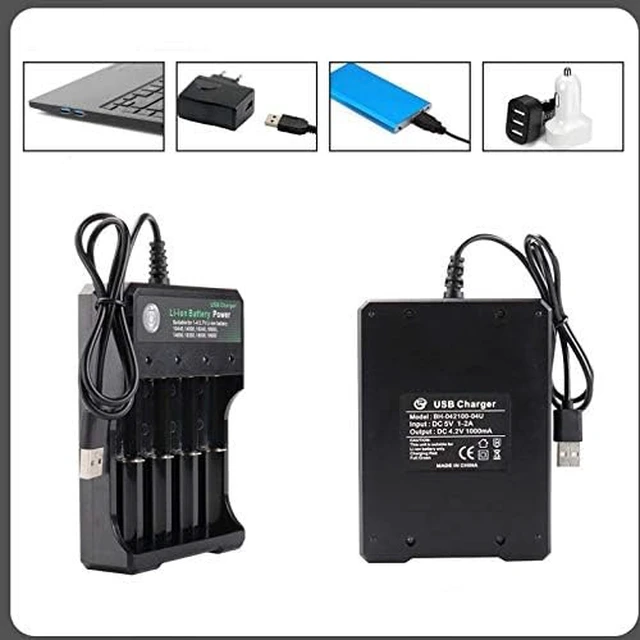 Alt view image 4 of 7 - 4-Slot Battery Charger Rechargeable Battery Charger for Li-ion 18650 14500 16340 Battery Use to Flashlight Headlamp Tools (Not Battery)