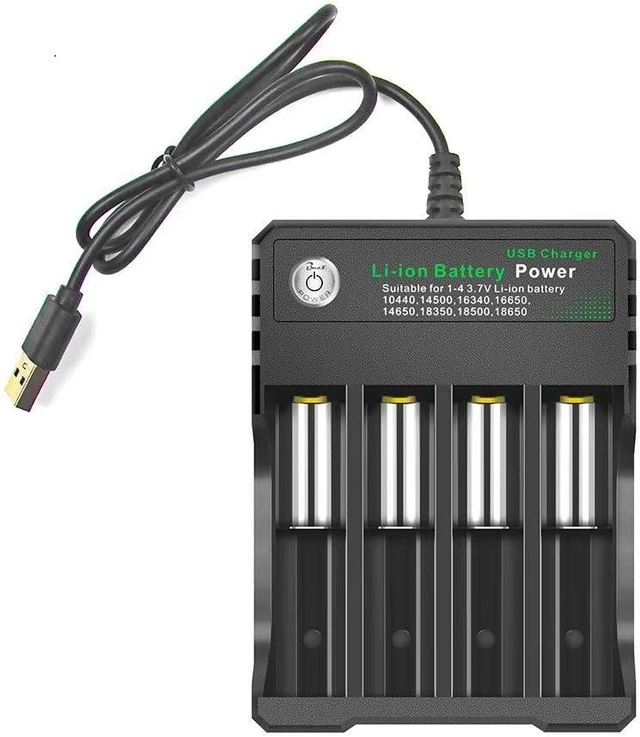 Main image of 4-Slot Battery Charger Rechargeable Battery Charger for Li-ion 18650 14500 16340 Battery Use to Flashlight Headlamp Tools (Not Battery)