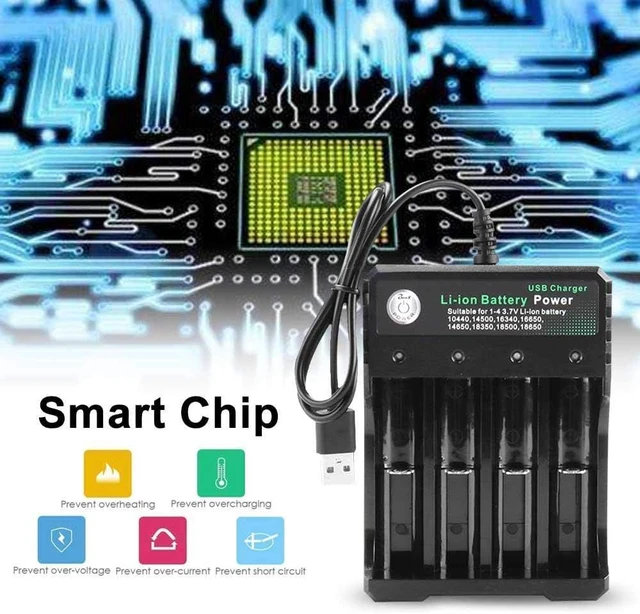 Alt view image 6 of 7 - 4-Slot Battery Charger Rechargeable Battery Charger for Li-ion 18650 14500 16340 Battery Use to Flashlight Headlamp Tools (Not Battery)
