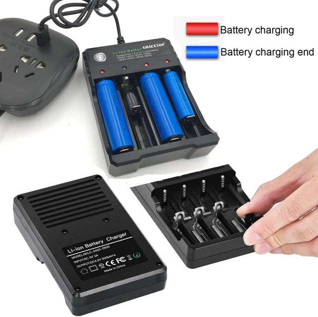 Alt view image 7 of 7 - 4-Slot Battery Charger Rechargeable Battery Charger for Li-ion 18650 14500 16340 Battery Use to Flashlight Headlamp Tools (Not Battery)