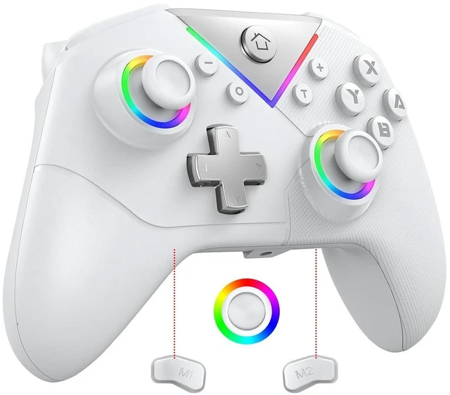Alt view image 4 of 6 - CM617 Wireless Controller Hall Joystick, 6-Axis Gyro, Turbo, Programmable, 11 RGB Modes, for Switch/PC/Android/iOS White