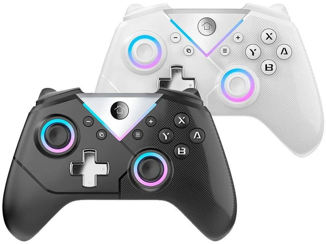 Alt view image 6 of 6 - CM617 Wireless Controller Hall Joystick, 6-Axis Gyro, Turbo, Programmable, 11 RGB Modes, for Switch/PC/Android/iOS White