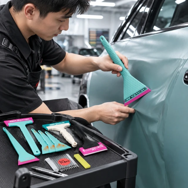Alt view image 4 of 5 - Car Window Film Installation Kit, Vehicle Wrap Color Change, Car Wrap Tool Set, Specialized Film Application Tools, Film Squeegee Set