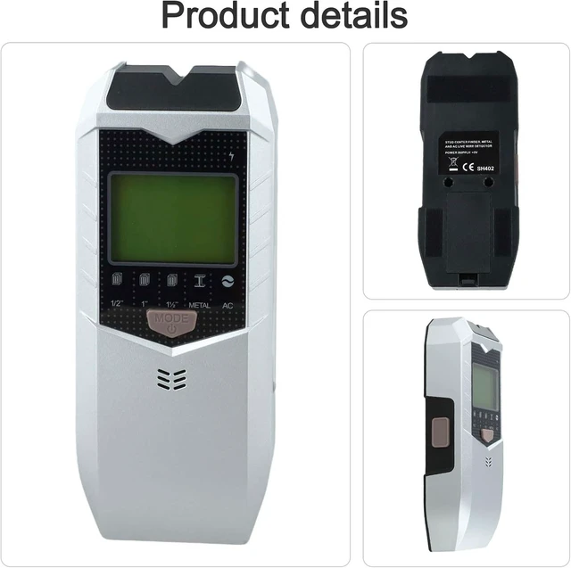 Alt view image 5 of 7 - 5-in-1 Wall Scanner Detector, SH402 Multifunctional Stud Finder for Metal Wood AC Live Wire, Handheld Cable Locator with LED Display for Drywall(Silver)