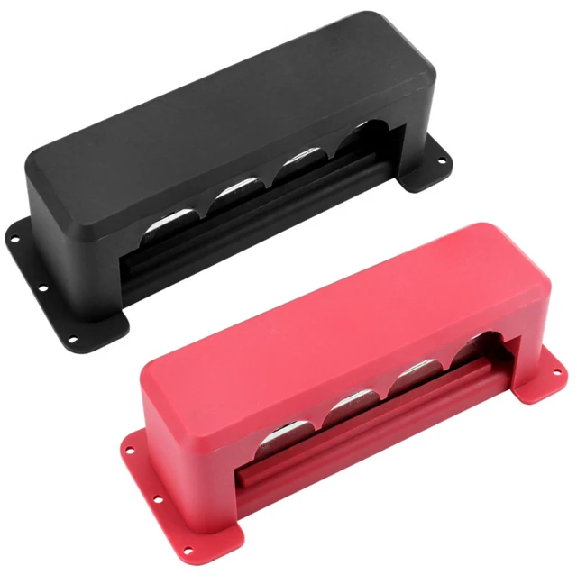 Alt view image 4 of 7 - 600A Heavy Duty Power Distribution Block with Cover 5 x 3/8" (M10) Studs Bus Bar Terminal Block, High Current Busbar 12-48V DC Busbar Box for Automotive RV Boat, RED black