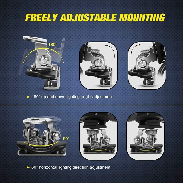 Alt view image 6 of 6 - 2PCS Universal Adjustable LED Pod Light Mount Brackets