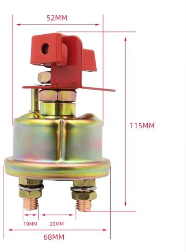 Alt view image 5 of 10 - Battery disconnect switch with locking bracket, metal knob main power cutoff switch, suitable for excavators, forklifts, and tractors