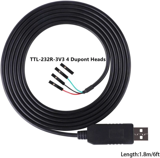 Alt view image 2 of 4 - FTDI TTL-232R-3V3 USB to TTL UART Converter Adapter Serial Cable,3.3V, Header 4 Pin, 4 WAY