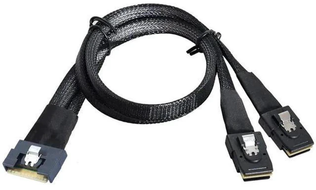 Main image of 0.5M SlimSAS SFF8654 8i 4.0 to Dual SAS 8087 Cable, 32AWG 24G HighSpeed Server Internal Cable with AntiMisdirection Design