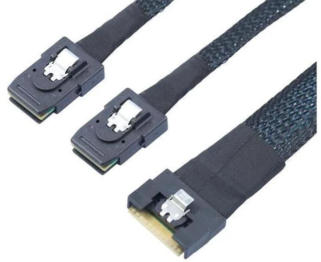 Alt view image 5 of 6 - 0.5M SlimSAS SFF8654 8i 4.0 to Dual SAS 8087 Cable, 32AWG 24G HighSpeed Server Internal Cable with AntiMisdirection Design