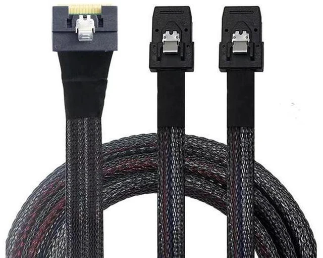 Alt view image 3 of 6 - 0.5M SlimSAS SFF8654 8i 4.0 to Dual SAS 8087 Cable, 32AWG 24G HighSpeed Server Internal Cable with AntiMisdirection Design