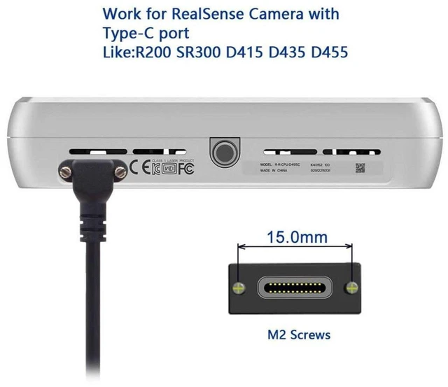 Alt view image 3 of 7 - USB 3.0 to USB C 90 Degree Angled Data Cable with Panel Mount Screw for Industrial Camera 5.0M