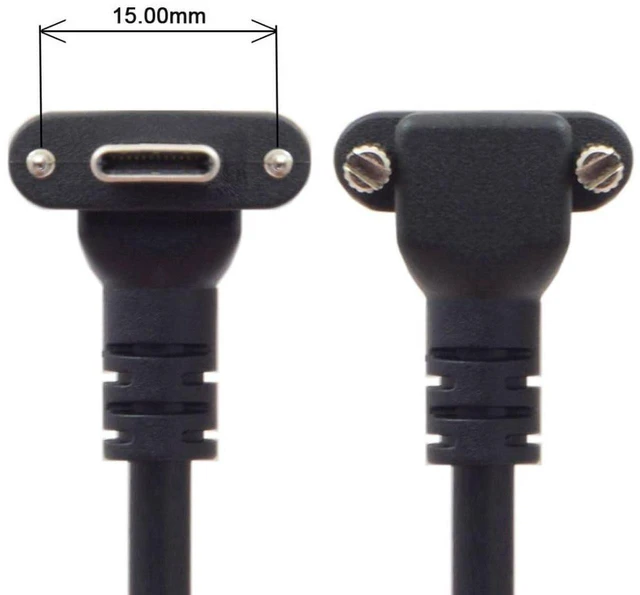 Alt view image 7 of 7 - USB 3.0 to USB C 90 Degree Angled Data Cable with Panel Mount Screw for Industrial Camera 5.0M