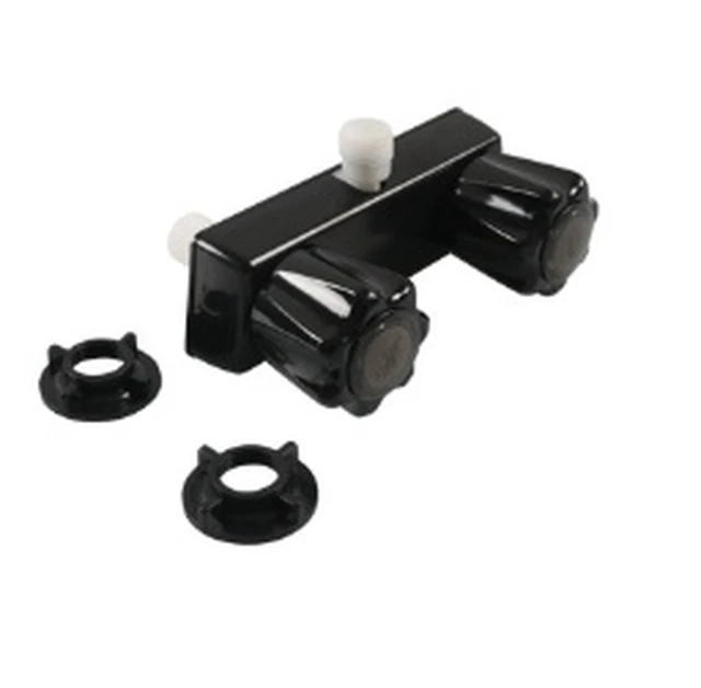 Alt view image 2 of 3 - White base, brown knob - dual-rotor caravan shower faucet valve splitter