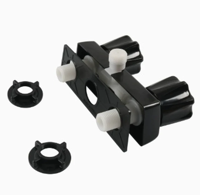 Main image of White base, brown knob - dual-rotor caravan shower faucet valve splitter