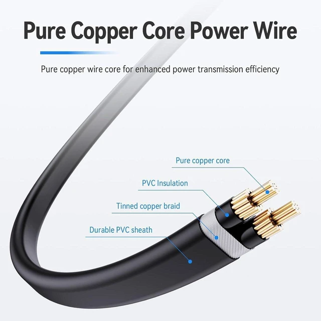 Alt view image 6 of 6 - 2 Prong Polarized Power Cord for Vizio TV Soundbar Replacement 10 Ft