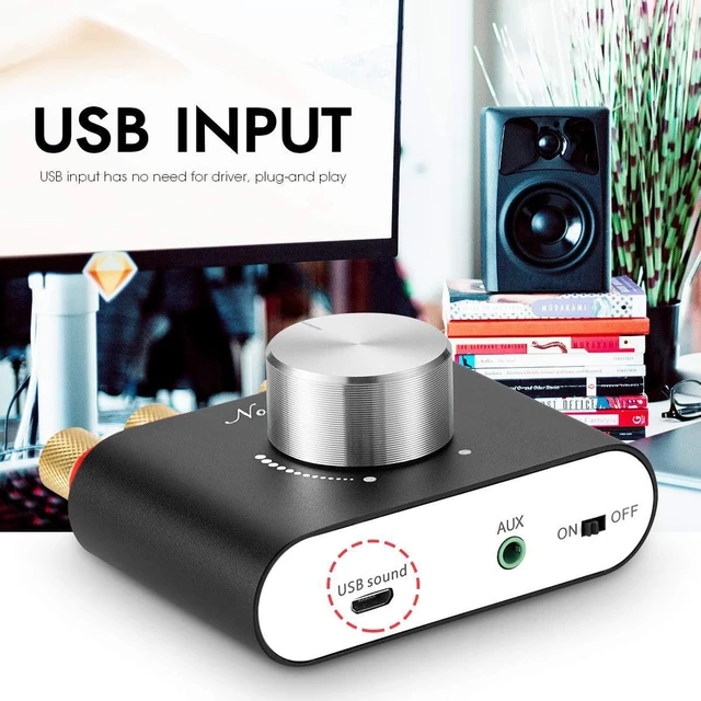 Alt view image 3 of 6 - Nobsound Mini Bluetooth 5.0 Power Amplifier, Stereo Hi-Fi Digital Amp 2.0 Channel 50W×2 with AUX/USB/Bluetooth Input, Wireless Audio Receiver, PC Sound Card with Power Supply (Black)