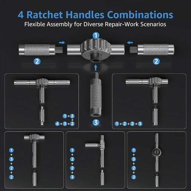 Alt view image 7 of 7 - 69 in 1 Magnetic Ratchet Screwdriver Set with Detachable T Handle & SocketsMulti Bit Tool Kit for Electronics, Home Repair